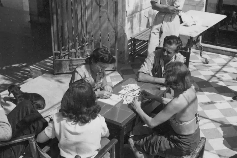 Cards On Terrace 1930S