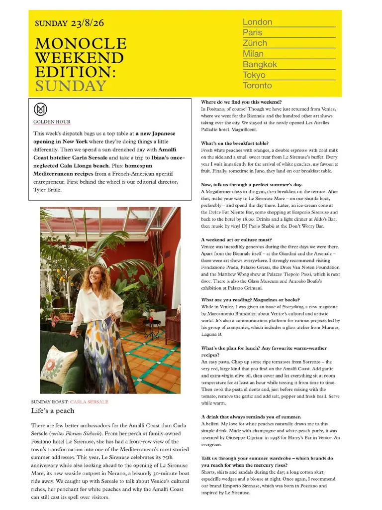 2026 08 Monocle, UK Newsletter Le Sirenuse