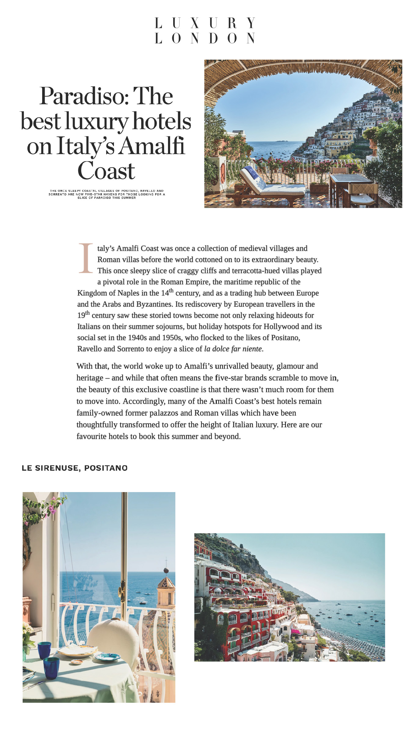 2025 01 16 Luxurylondon.Co.Uk Le Sirenuse Page 1
