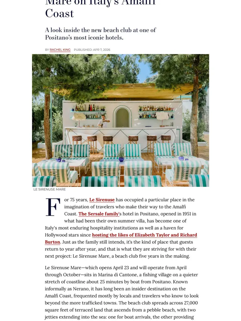 2026 04 07 Townandcountrymag.Com Le Sirenuse Mare Page 1