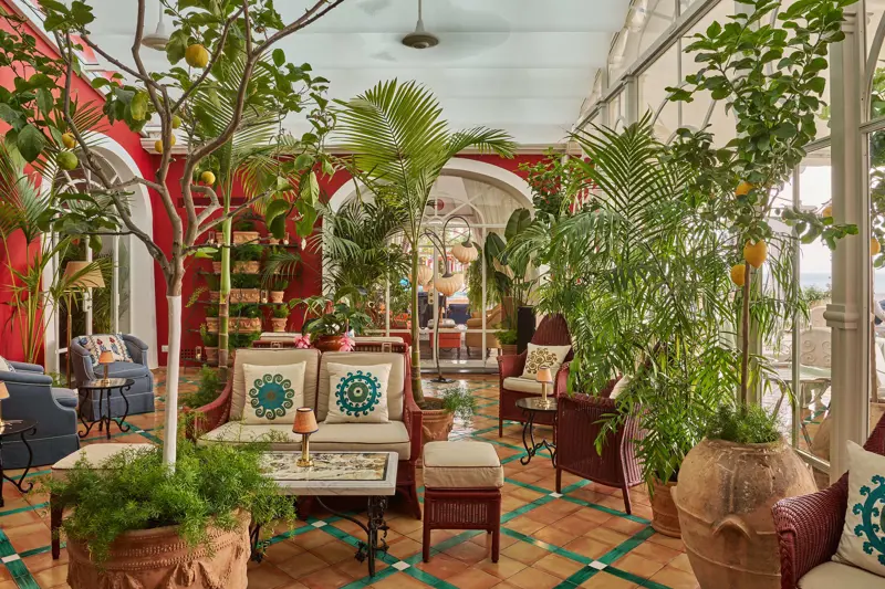 The lemon tree conservatory with red walls